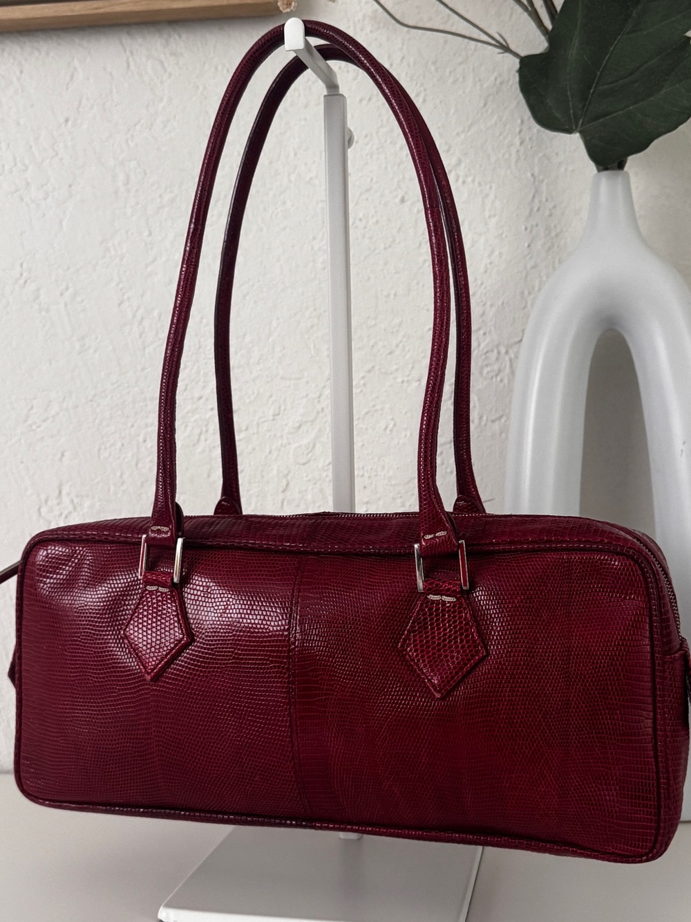 Valentino Vintage Lizard East West Shoulder Bag